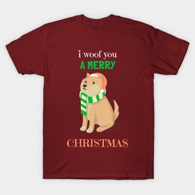 I Woof You A Merry Christmas T-Shirt by Lab Of Creative Chaos